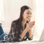 Woman happy with her free internet