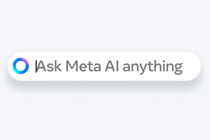 A search bar on a plain white background with the text "ask AI Assistant anything" next to a colorful circular logo.