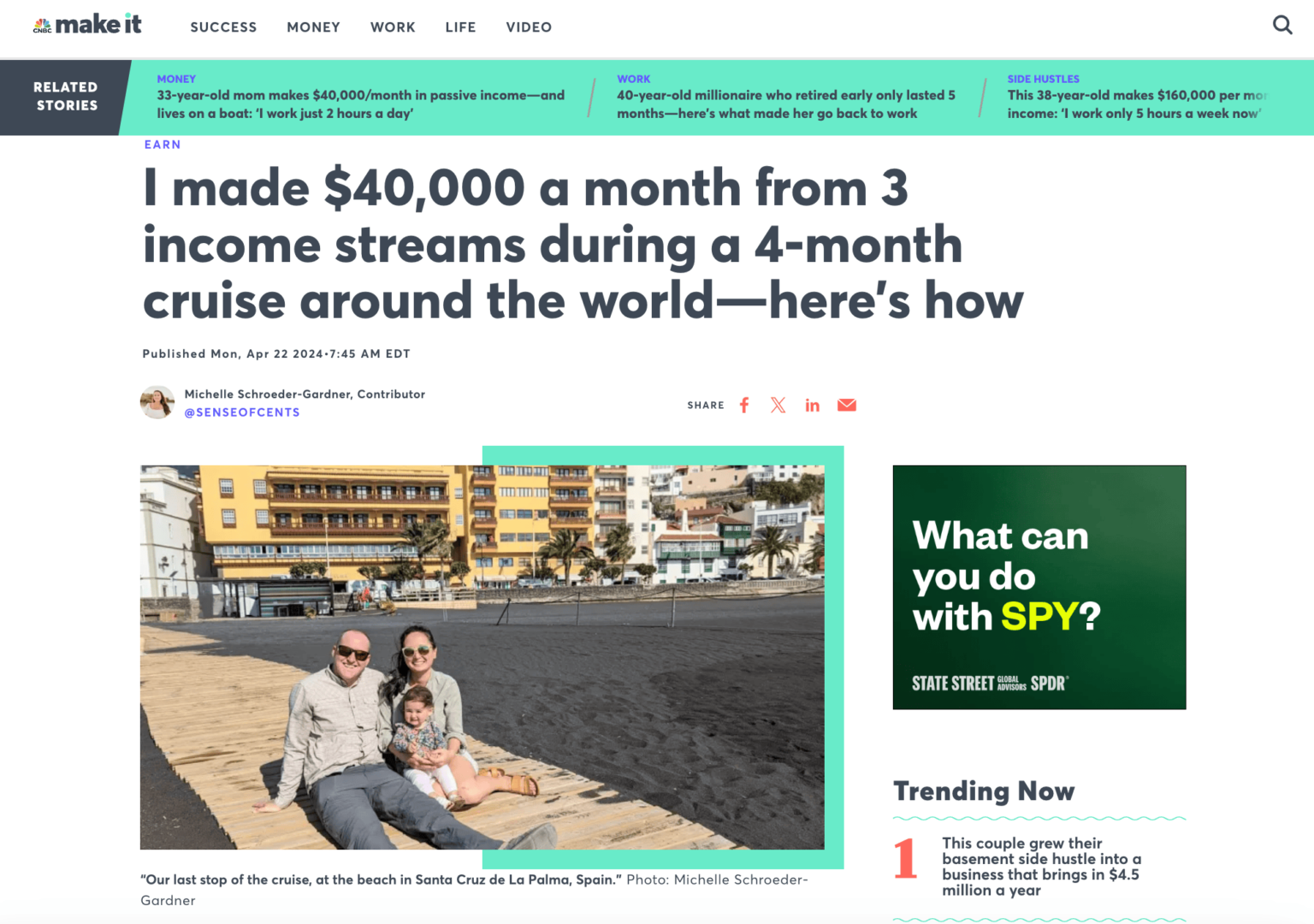 I made $40,000 a month from 3 income streams during a 4-month cruise around the world—here’s how