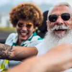 Mature people enjoying time together during road trip