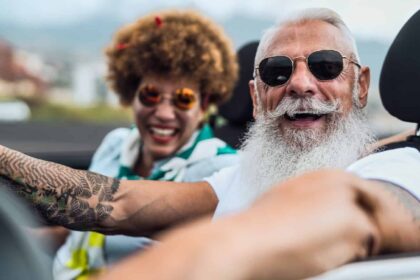 Mature people enjoying time together during road trip